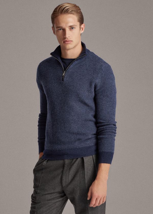 Men's Ralph Lauren Cashmere Quarter-Zip Sweater | 157893GJR